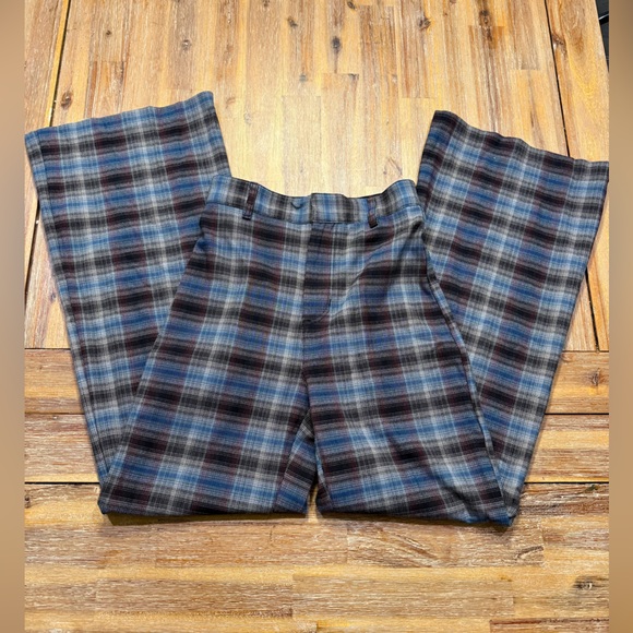 Free People Multicolor Flared Leg Plaid Trousers. Size 2 - Picture 6 of 7